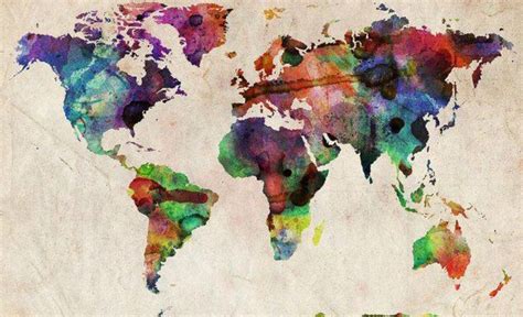 Mapamundi Colores World Map Art Map Painting Map Canvas Art