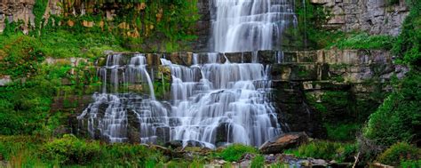 Download Wallpaper 2560x1024 Waterfall Stream Rocks Landscape