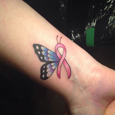 Awesome Small Cancer Ribbon Tattoo On Wrist Download