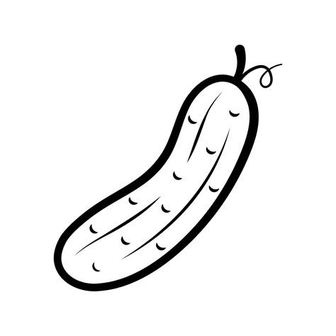 Cucumber Outline Icon Of Vegetable Hand Drawn Sketch Doodle Style