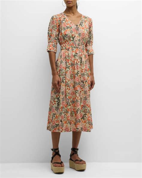 Shoshanna Danli Floral Chiffon Midi Dress Neiman Marcus