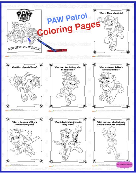 Happy Birthday Printable Paw Patrol Coloring Pages