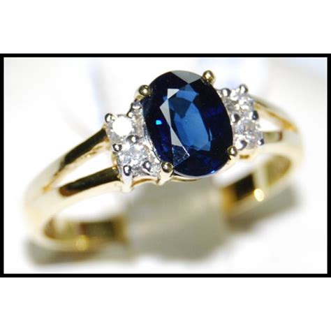 Genuine Blue Sapphire Diamond 18k Yellow Gold Solitaire Ring Rs0081
