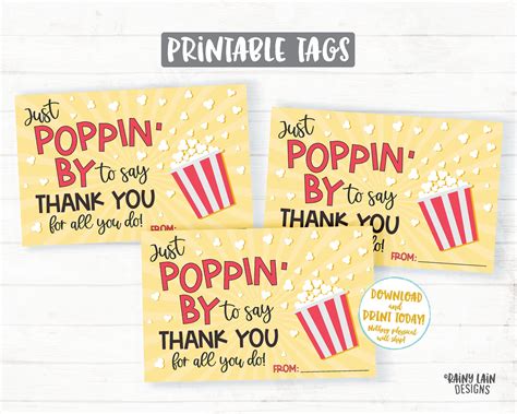 Popcorn Thank You Tag Just Poppin By Tag Popping By Tag Etsy