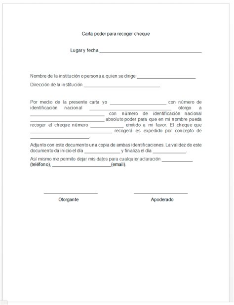 Carta Poder 【 Ejemplos Y Formatos 】word Pdf