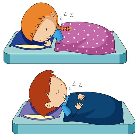 Boy And Girl Sleeping On Bed 368417 Vector Art At Vecteezy