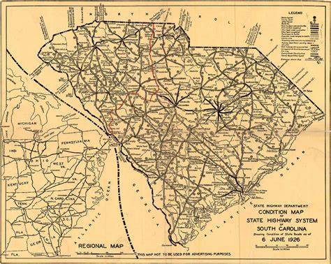 1926 Road Map Of South Carolina English