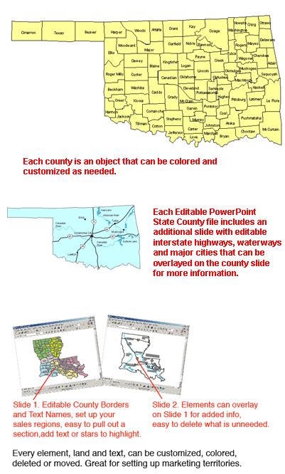 Oklahoma Editable US Detailed County And Highway PowerPoint Map Maps