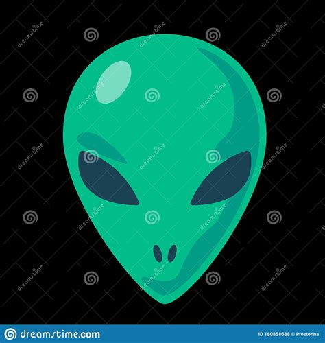 Green Alien Face Icon Extraterrestrial Humanoid Front Head Logo Vector