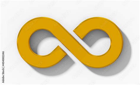 Infinity Symbol 3d Golden Isolated Orthogonal With Shadow On White
