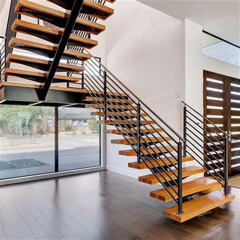 Modern Wood Staircase Design For House Interior Straight Mono Stringer
