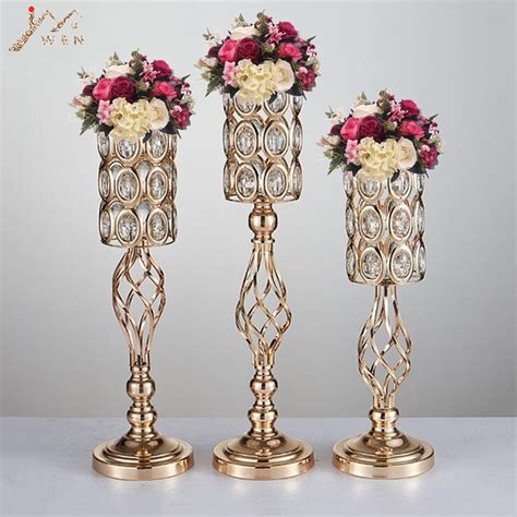 Buy 10pcs Metal Flower Vases Gold Candle