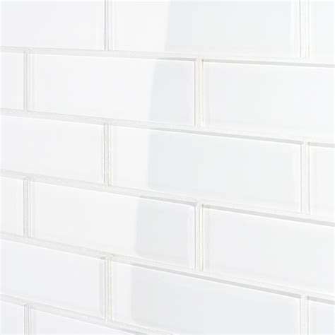 Sample Loft Super White 2x8 Polished Glass Subway Tile For Wall