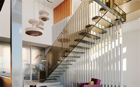 Fougeron Architects Bronze Tinted All Glass Staircase Design Siller