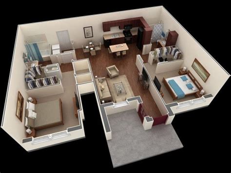 interesting  bedroom apartment plans home design lover