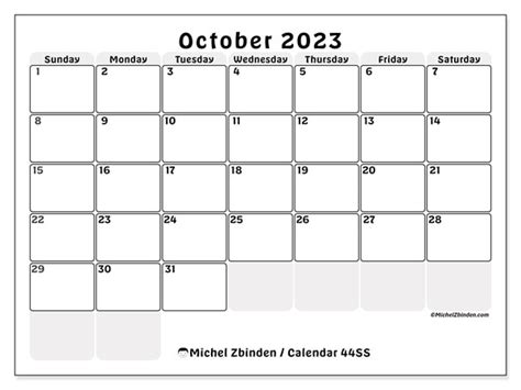 Calendar October 2023 44 Michel Zbinden En