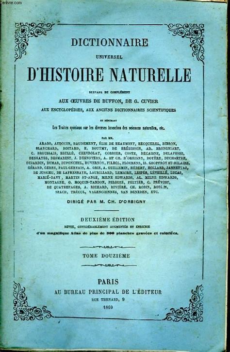 Dictionnaire Universel Dhistoire Naturelle Tome Xii 2ème Partie