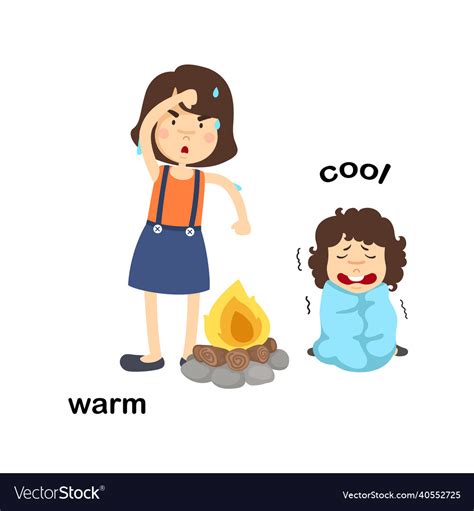 Opposite Words Warm And Cool Royalty Free Vector Image