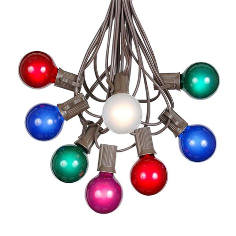 100 Multi Colored G40 Globeround Outdoor String Light Set On Brown