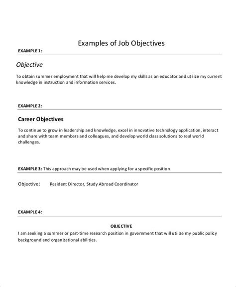 Onlinecv offers jobseekers multiple services to aid the job hunt. 18+ Sample Resume Objectives - PDF, DOC | Free & Premium ...