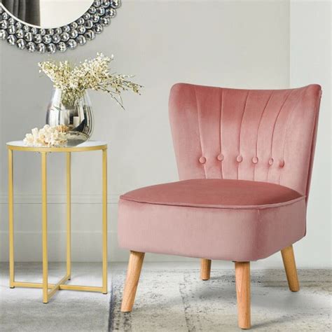 Armless Accent Chair Tufted Velvet Leisure Chair Pink Hw66638pi