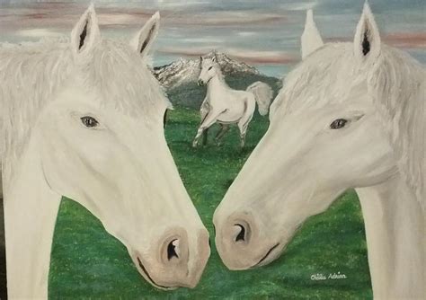White Horse Painting By Adrian Chilau