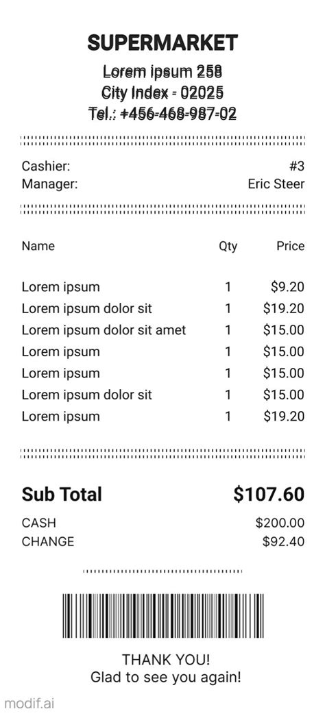 Browse Our Free Grocery Store Receipt Template Receip