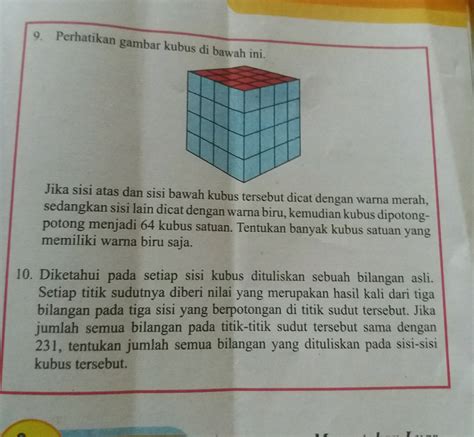 Jika Sisi Atas Dan Sisi Bawah Kubus Tersebut Dicat Dengan Warna Merah