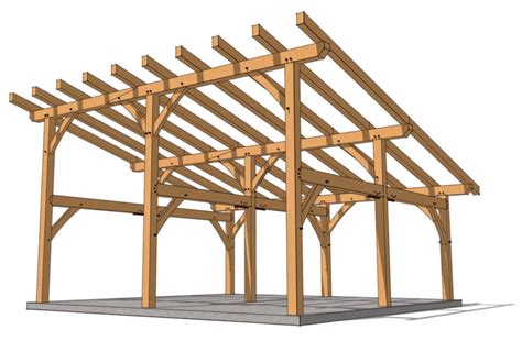 An Image Of A Wooden Structure With Trusses On The Roof And Side Walls