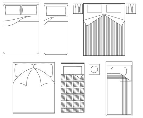 Six Different Types Of Bed Block Design Drawing Blocks Are Given In This Drawing Download The