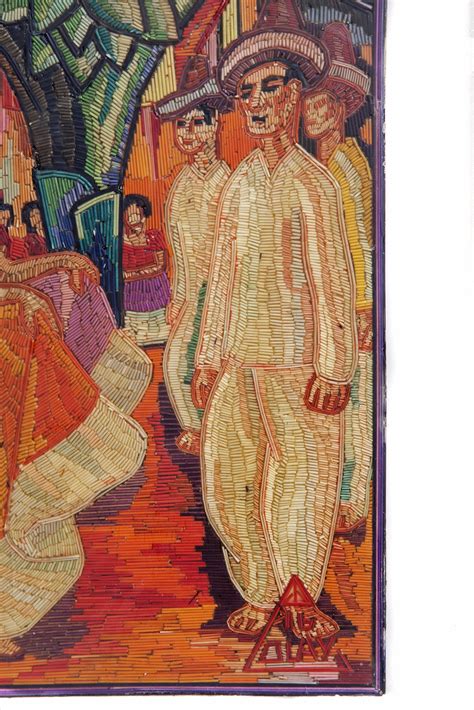 El Baile De Tehuantepec De Diego Rivera Vegetable Fibers Mexican Folk Art Straw By Luis