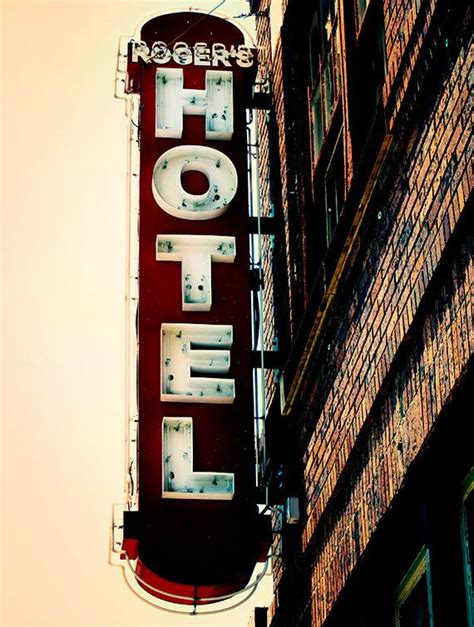 Urban History Vintage Retro Hotel Sign Photography Art Print Vintage Neon Hotel Sign Rust And