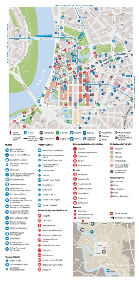 Large Detailed Tourist Map Of Dusseldorf City Dusseldorf Germany