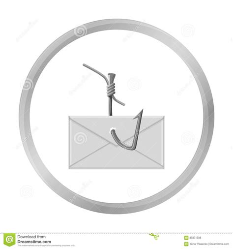 Hooked E Mail Icon In Outline Style Isolated On White