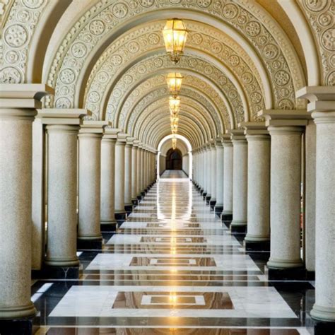 Architecture Photography Background Stone Pillars Arched Door Corridor