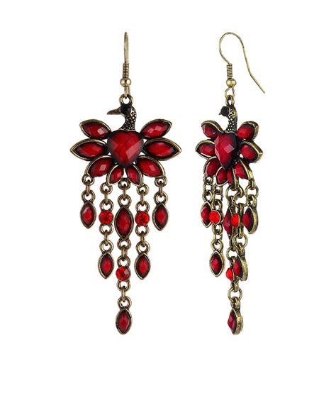 Juvalia You Antique Red Alloy Made Coloured Bead Drop Earrings Buy