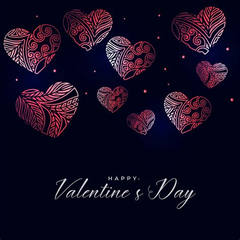 Dark Valentines Day Background With Decorative Floral Hearts Download