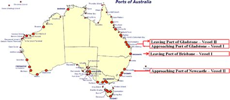 Map Of Australian Ports And Port Locations Of Brisbane Gladstone And
