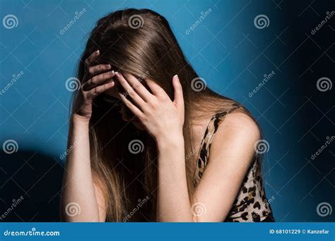 Sad Woman Covering Her Face With Hands Stock Image Image Of