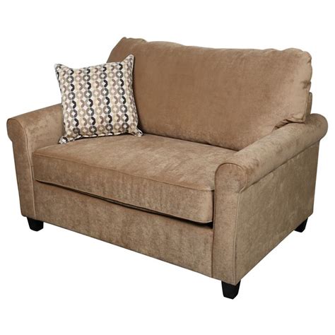 Porter Lily Tan Twin Sleeper Sofa With Woven Accent Pillow 38h X 35
