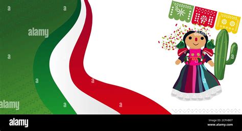 Mexico Independence Day Celebration Horizontal Banner Vector