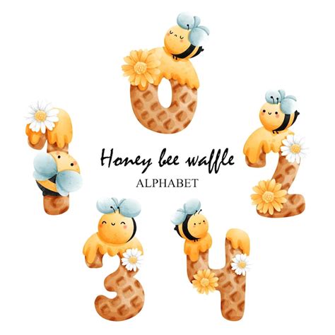 Premium Vector Honey Bee Waffle Alphabetbee Font Vector Illustration