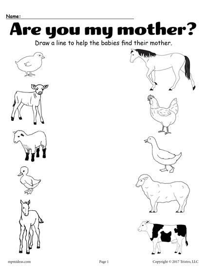 Peerless Animal Babies Worksheets Kindergarten Dr Seuss Coloring Pages