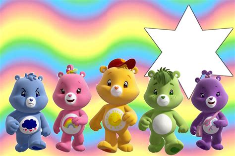 Care bear hanging with heart balloons. Care Bears Party: Free Printable Invitations. | Oh My ...