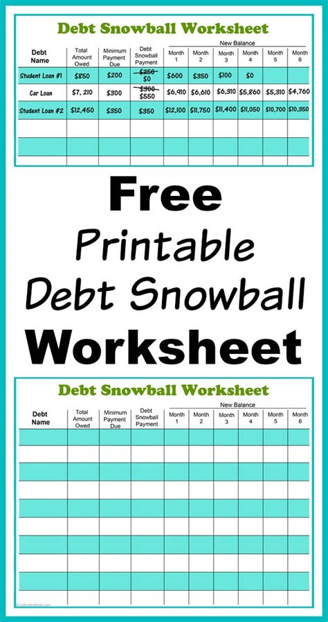 printable debt snowball worksheet pay   debt db excelcom