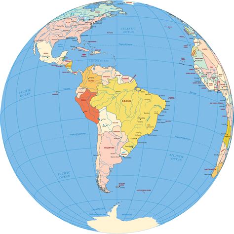 South America Map Globe