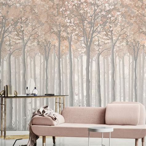 Oil Painting Abstract Trees Wall Mural Wallpaper Hand Painted Etsy