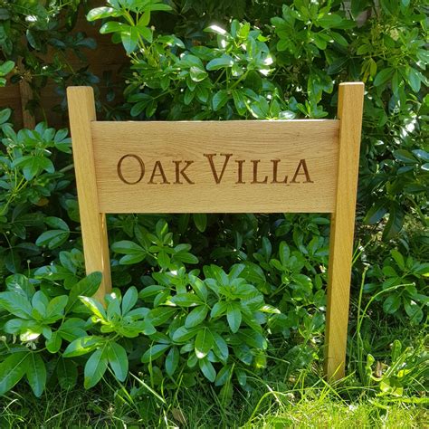 Oak House Sign With Posts Carved Personalised Custom Etsy Uk