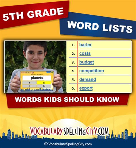 5th Grade Spelling Words Fifth Grade Spelling Lists
