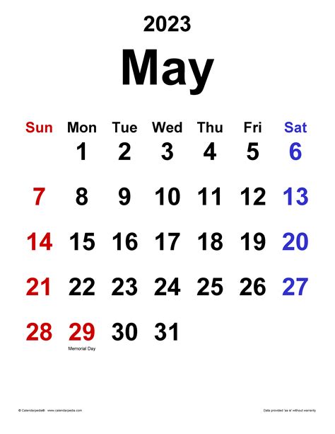 Monthly Calendar Template May 2023 3059905 Vector Art At Vecteezy Vrogue